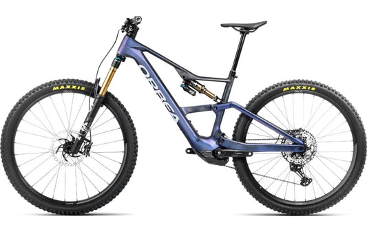 VTT Électrique Tout-Suspendu Orbea Rise LT M10 12V 630 Wh Shimano 85 Nm 29'' Bleu Tanzanite Carbon View 2025
